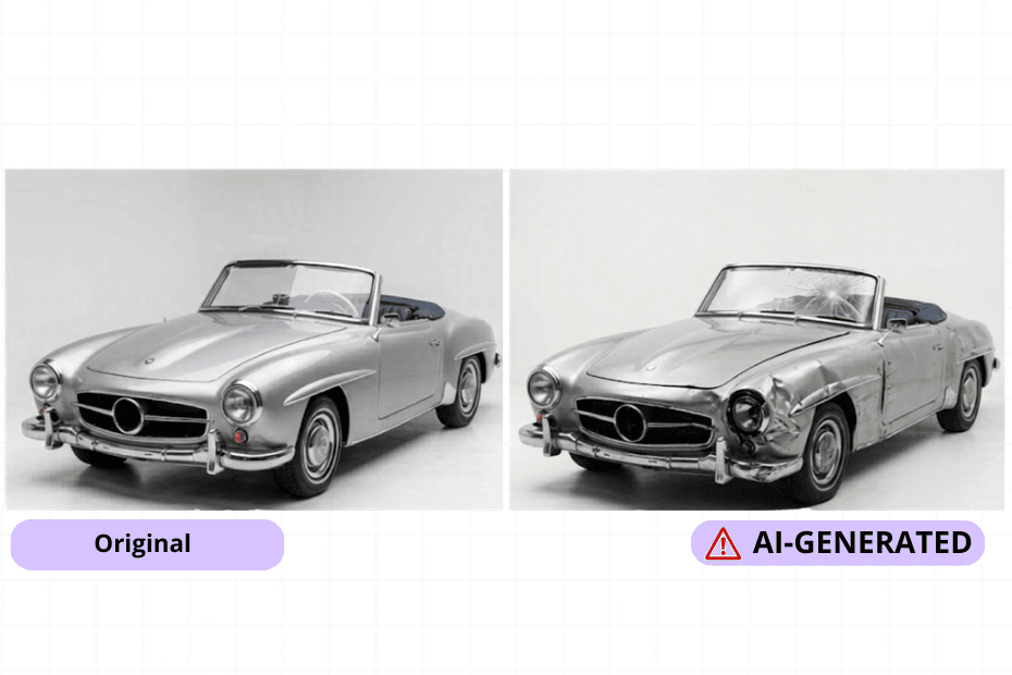 Original Care Image v/s AI-generated Car Image