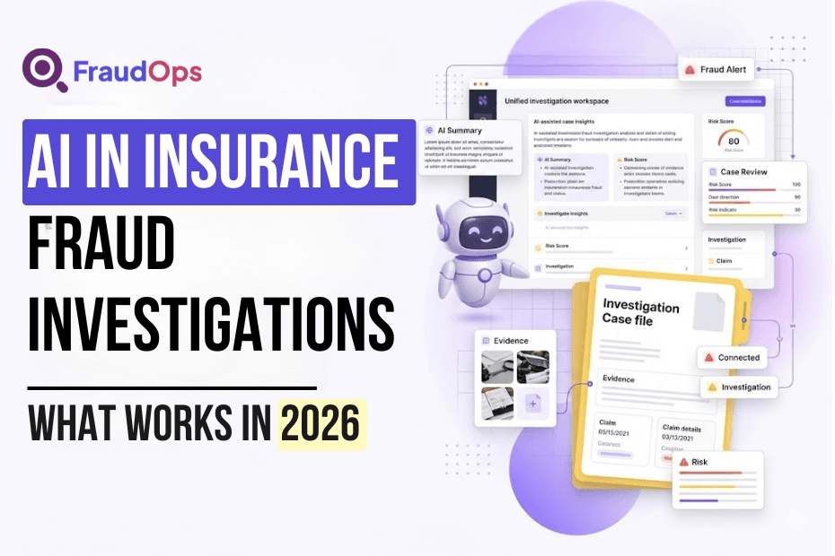 AI-powered insurance fraud investigation platform showing case analysis, risk insights, evidence review, and connected investigation workflows.