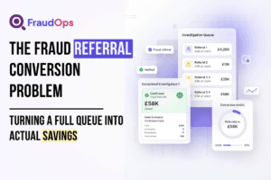 Graphic showing FraudOps solving fraud referral conversion problem