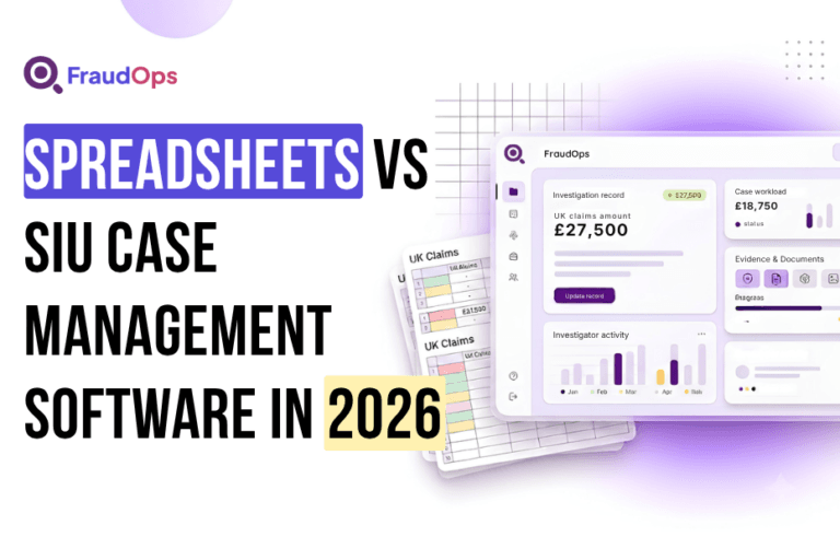 Feature image showing spreadsheets vs SIU case management software.
